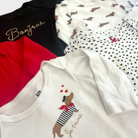 Hudson Baby Infant Girl Cotton Bodysuits 5-Pack – Bonjour, Size 9-12M - Picture 5 of 5